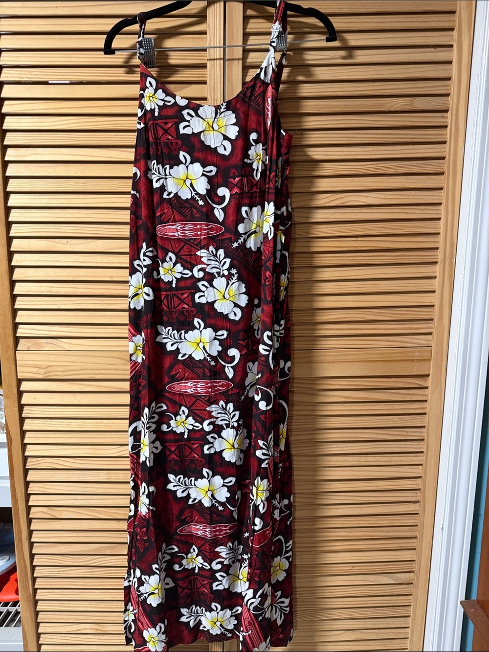 Tropical Floral Spaghetti-Strap Maxi Dress in Red